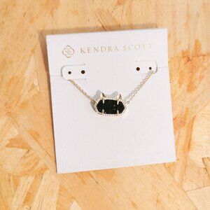 NEW Kendra Scott Elisa Cat Black Drusy Necklace Gold